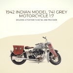 AJ024 1942 Indian Model 741 Grey Motorcycle 1:7 